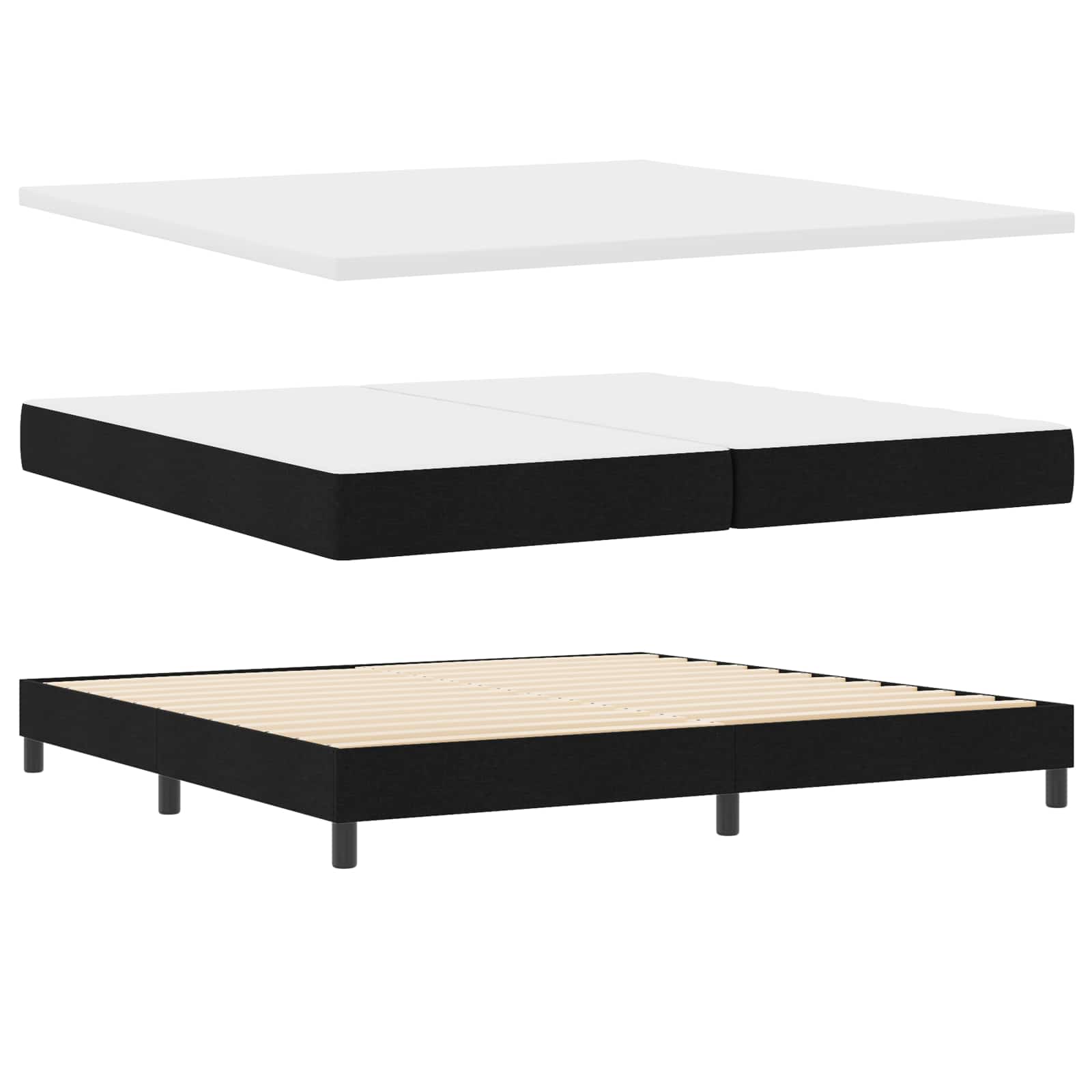 Boxspring bed met matras met LED Zwart 200 x 200 cm Stof – afbeelding 6