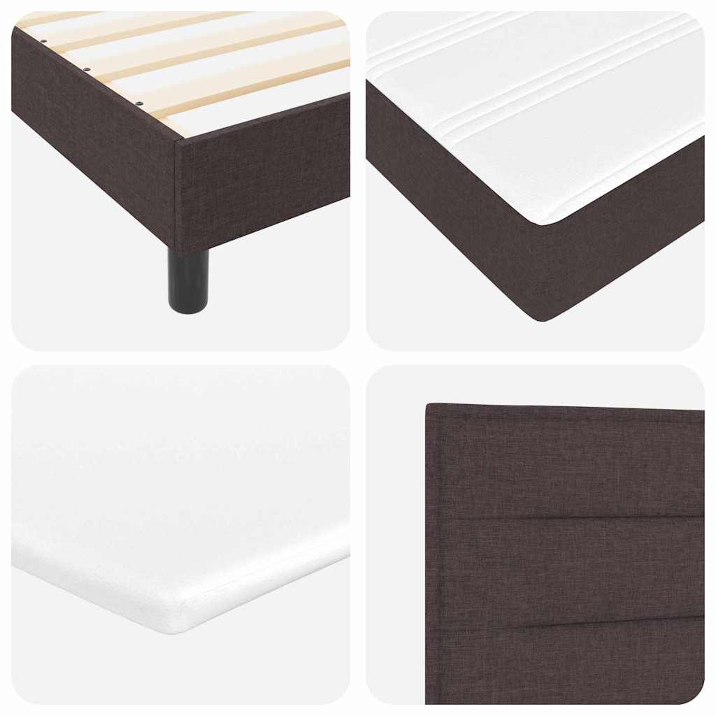 Boxspring bed met matras met LED Donkerbruin 200 x 200 cm Stof – afbeelding 11