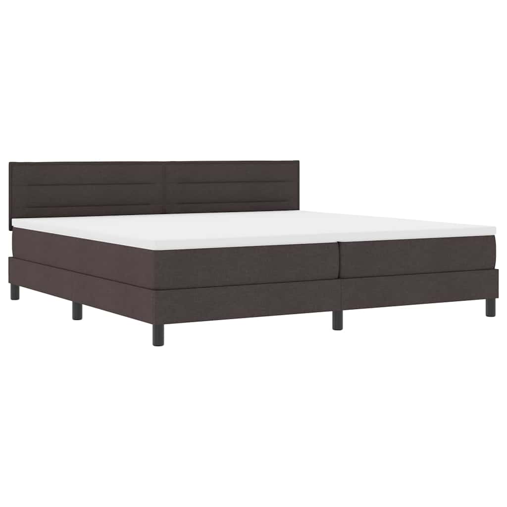 Boxspring bed met matras met LED Donkerbruin 200 x 200 cm Stof – afbeelding 2