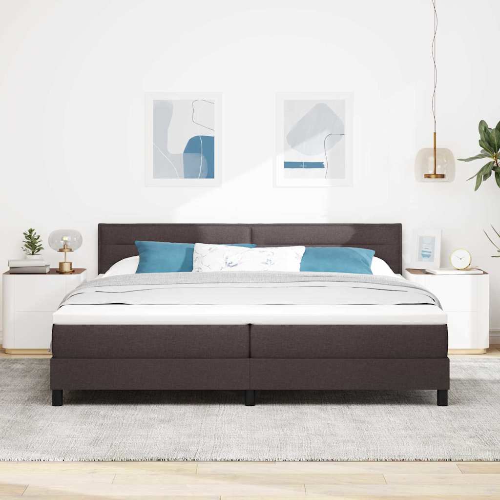 Boxspring bed met matras met LED Donkerbruin 200 x 200 cm Stof – afbeelding 4