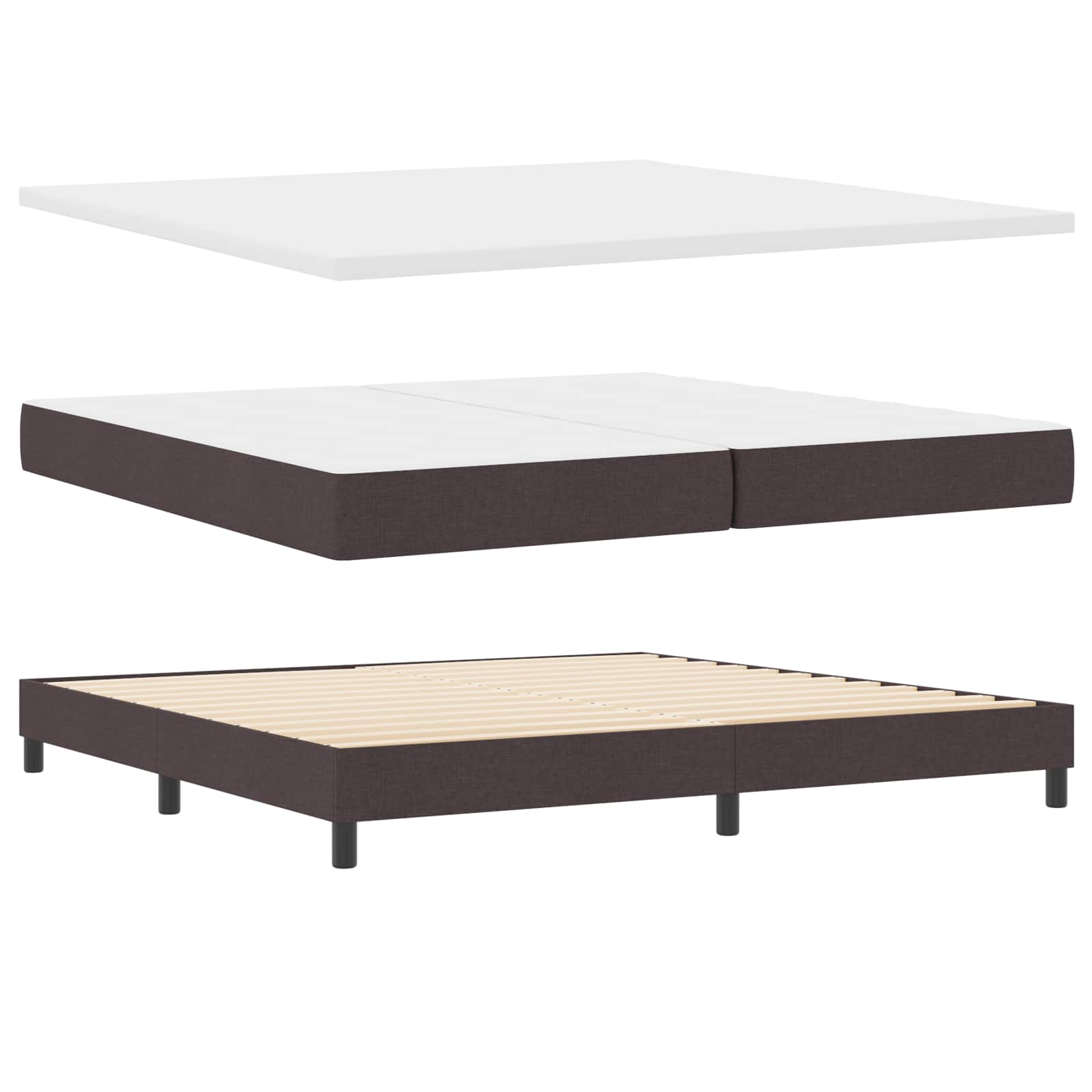 Boxspring bed met matras met LED Donkerbruin 200 x 200 cm Stof – afbeelding 6