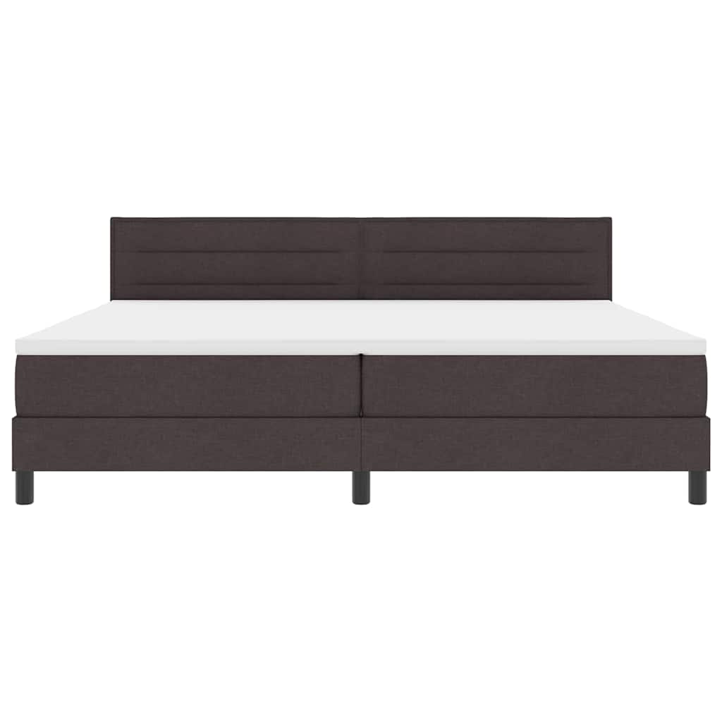 Boxspring bed met matras met LED Donkerbruin 200 x 200 cm Stof – afbeelding 8