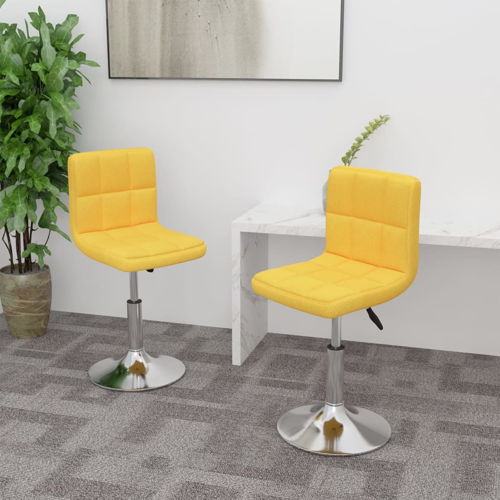 Eetkamerstoelen draaibaar 2 st stof geel – afbeelding 1