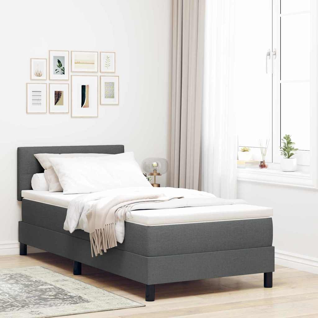 Boxspring bed met matras met LED Donkergrijs 80 x 200 cm Stof – afbeelding 1