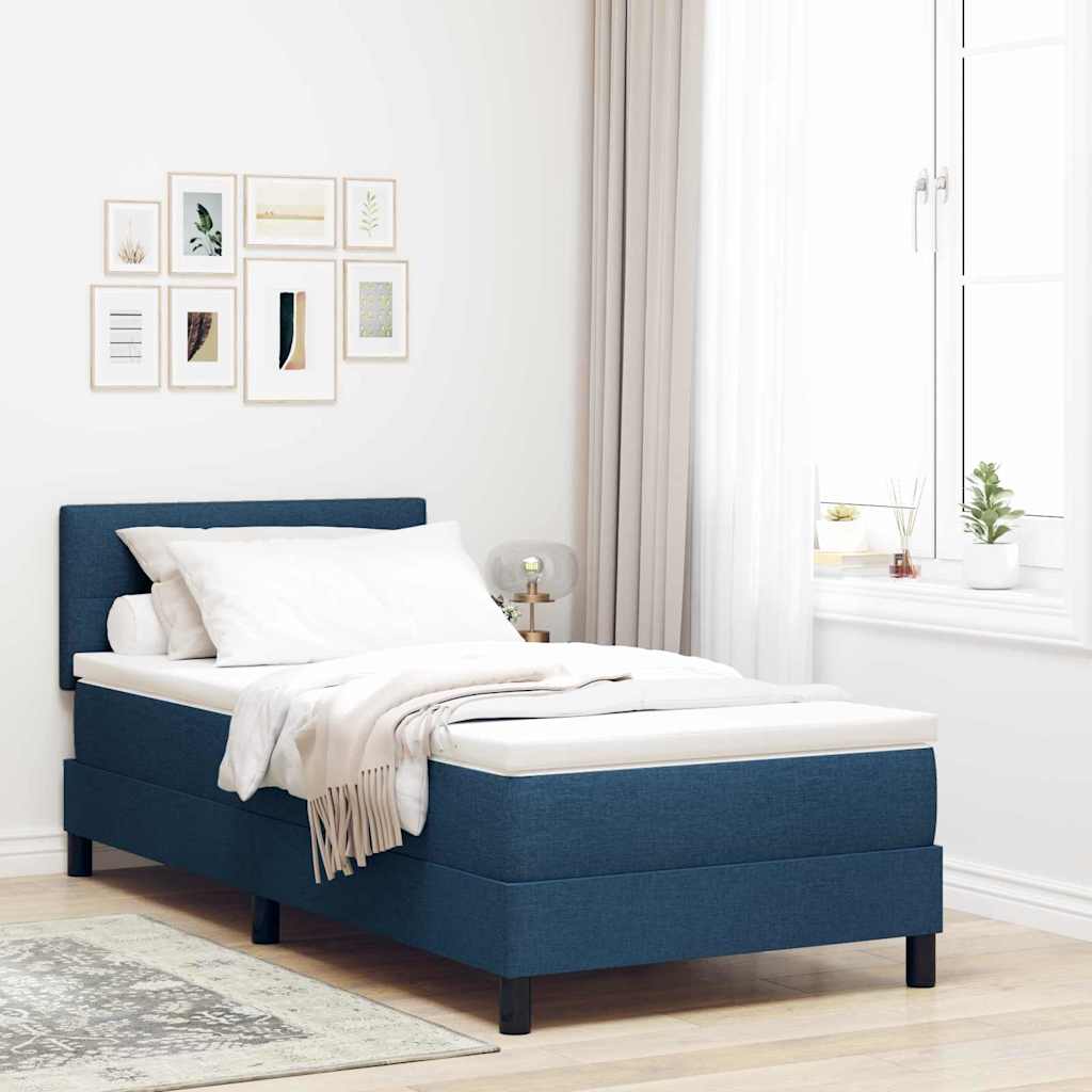 Boxspring bed met matras met LED Blauw 90 x 200 cm Stof – afbeelding 1