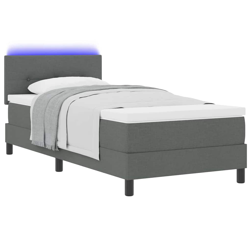 Boxspring bed met hoofdeinde Donkergrijs 100 x 200 cm Stof – afbeelding 3
