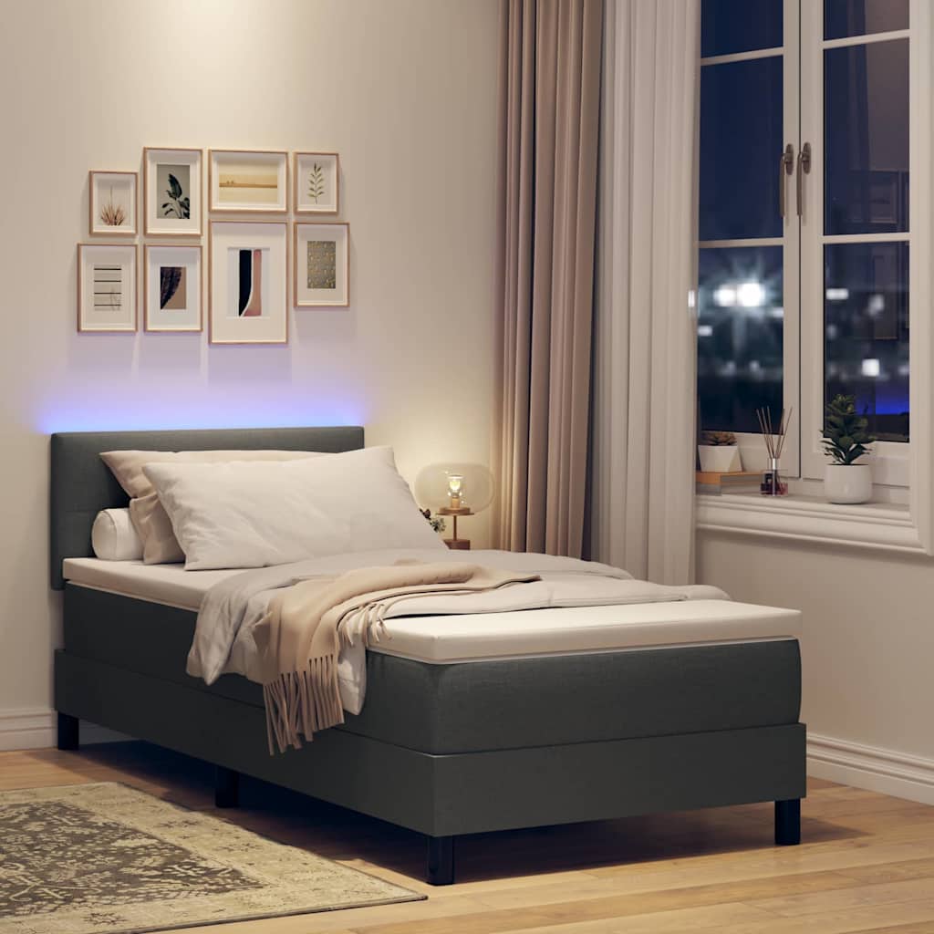 Boxspring bed met hoofdeinde Donkergrijs 100 x 200 cm Stof – afbeelding 5