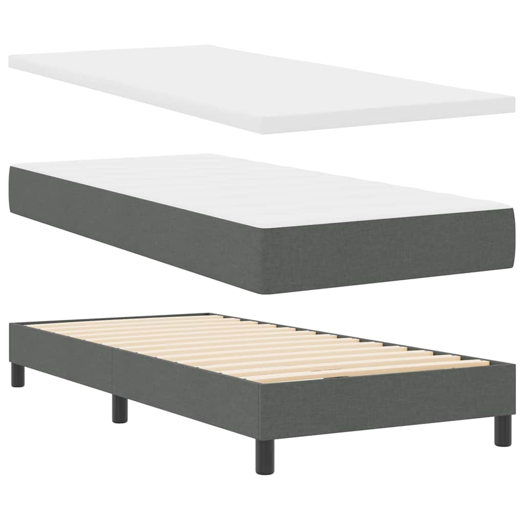 Boxspring bed met hoofdeinde Donkergrijs 100 x 200 cm Stof – afbeelding 6