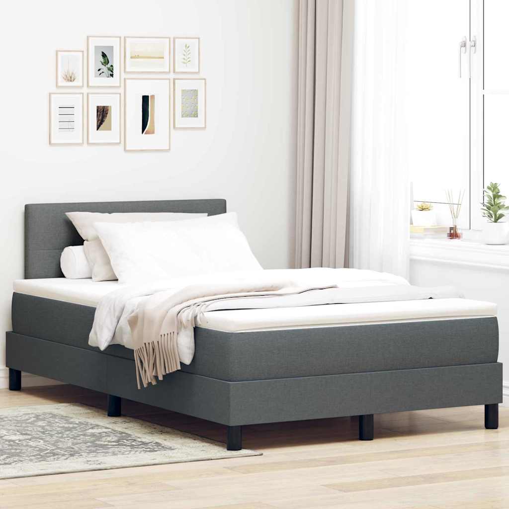 Boxspring bed met hoofdeinde Donkergrijs 120 x 190 cm Stof – afbeelding 1