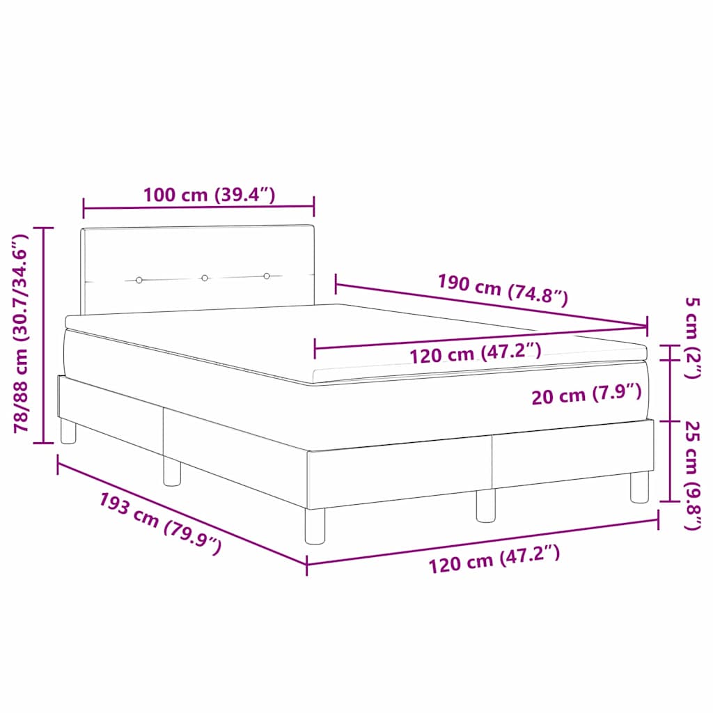 Boxspring bed met hoofdeinde Donkergrijs 120 x 190 cm Stof – afbeelding 12