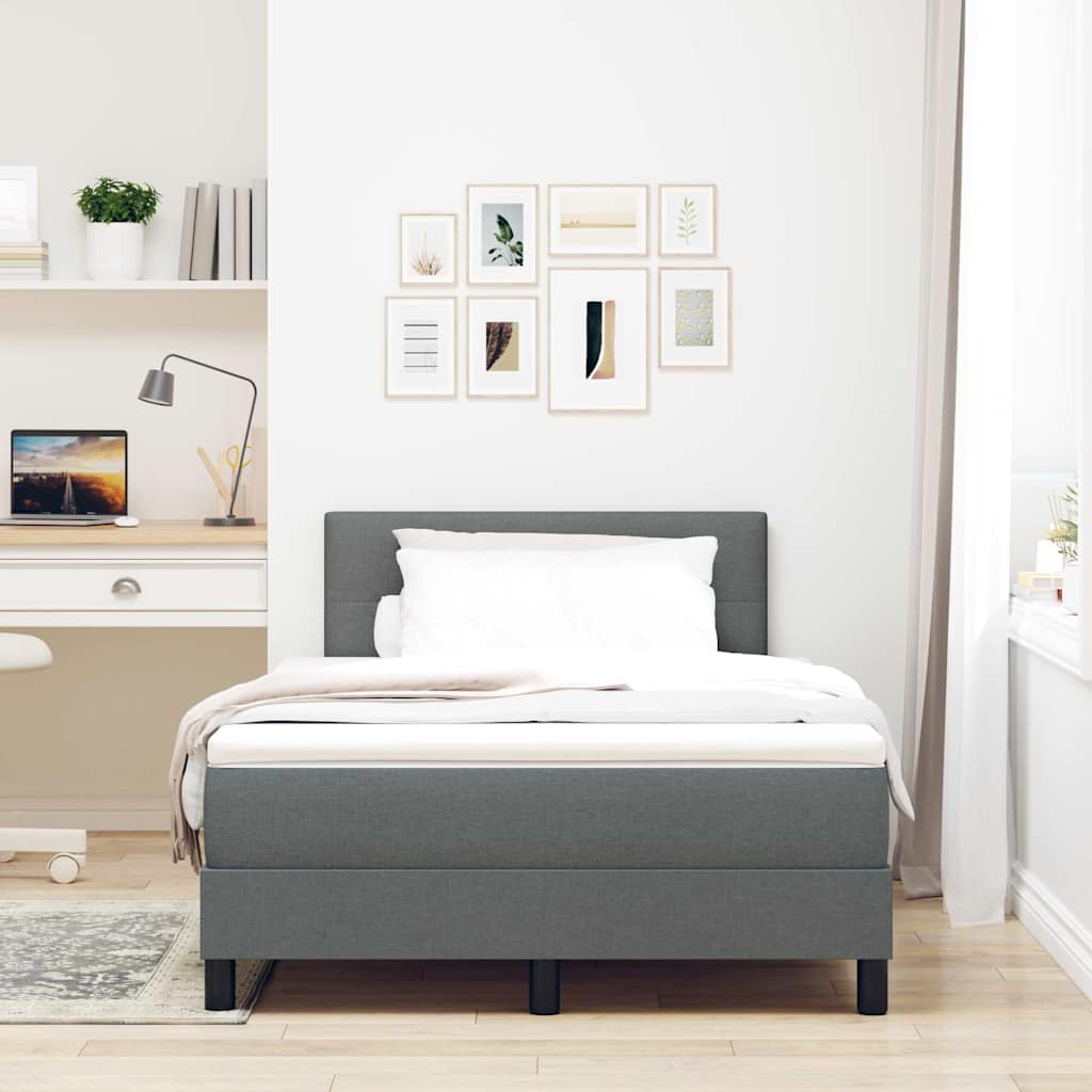 Boxspring bed met hoofdeinde Donkergrijs 120 x 190 cm Stof – afbeelding 4