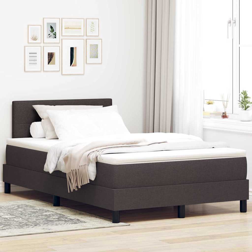 Boxspring bed met matras met LED Donkerbruin 120 x 190 cm Stof – afbeelding 1