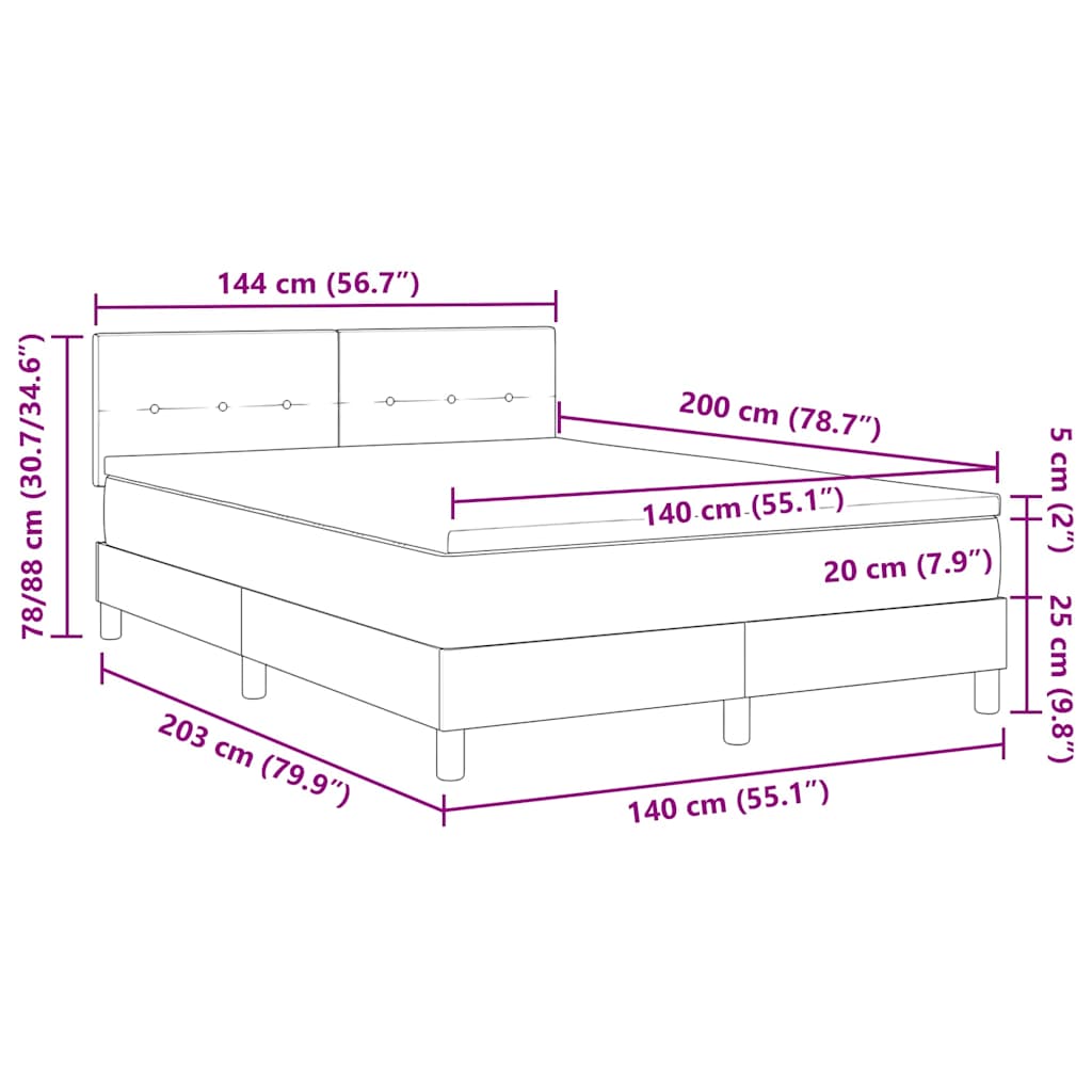 Boxspring bed met matras met LED Zwart 140 x 200 cm Stof – afbeelding 12