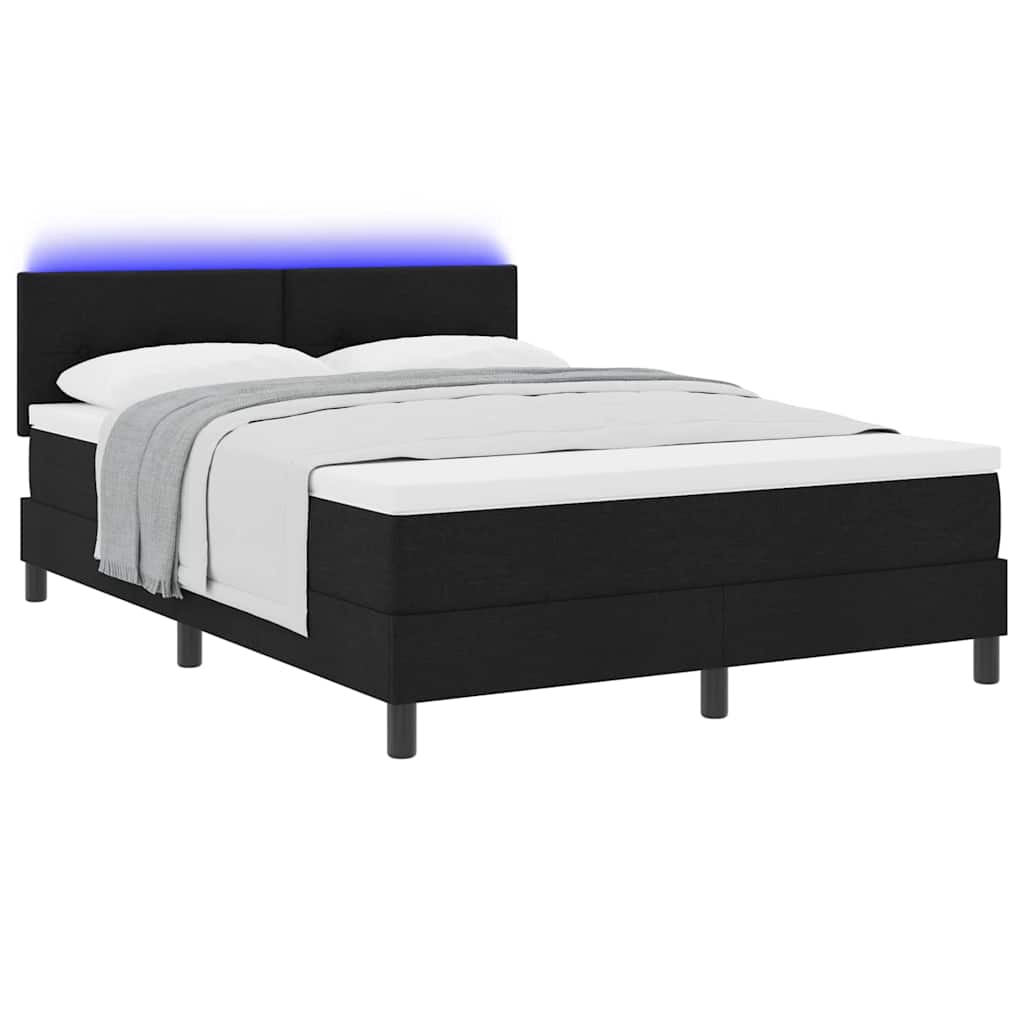 Boxspring bed met matras met LED Zwart 140 x 200 cm Stof – afbeelding 3