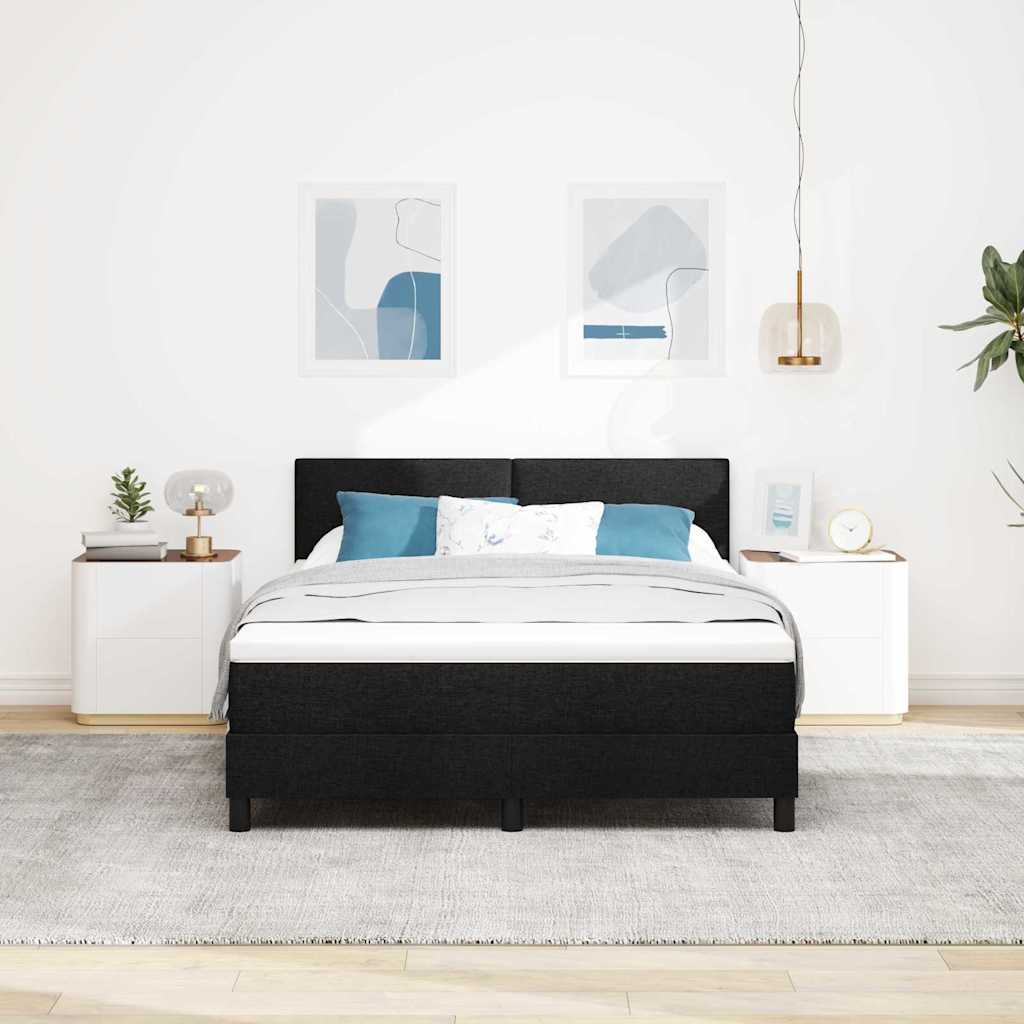Boxspring bed met matras met LED Zwart 140 x 200 cm Stof – afbeelding 4