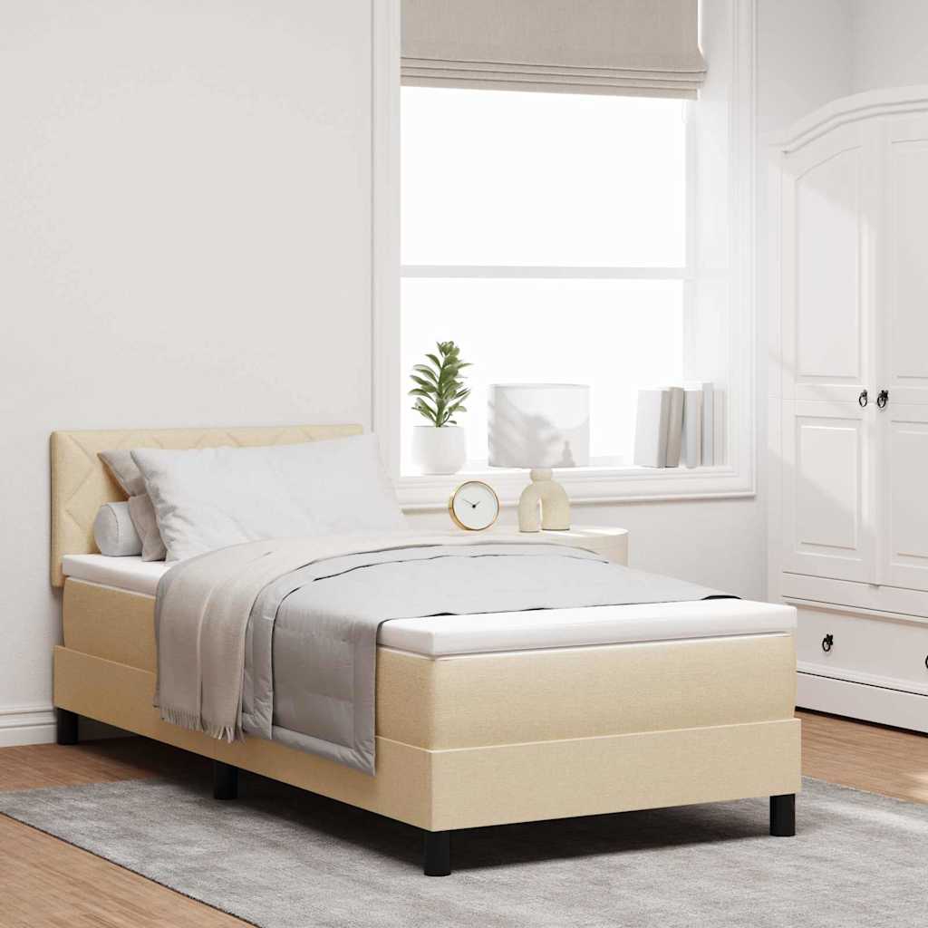 Boxspring bed met matras met LED Crème 90 x 200 cm Stof – afbeelding 1