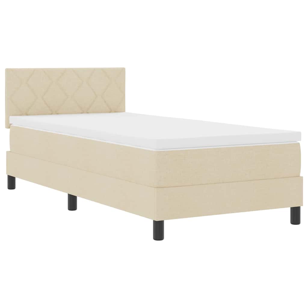Boxspring bed met matras met LED Crème 90 x 200 cm Stof – afbeelding 2