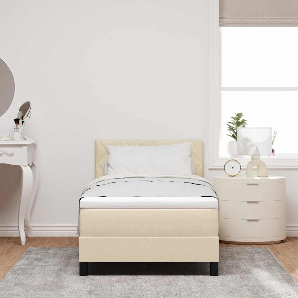 Boxspring bed met matras met LED Crème 90 x 200 cm Stof – afbeelding 4