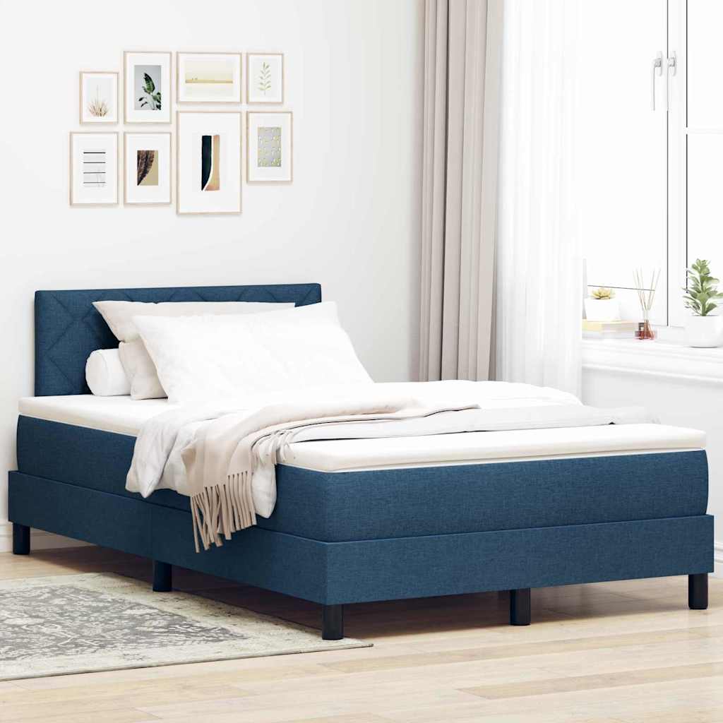 Boxspring bed met matras met LED Blauw 120 x 190 cm Stof – afbeelding 1