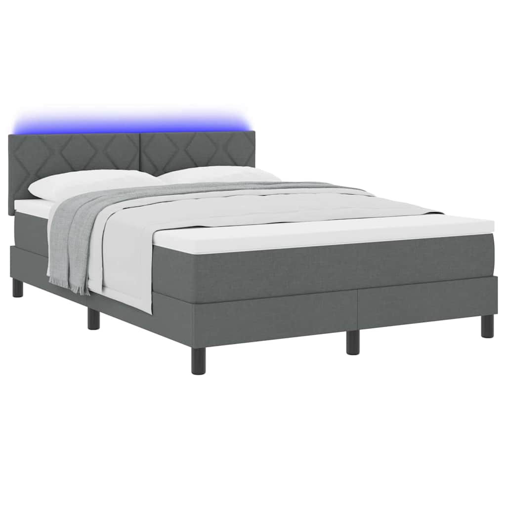Boxspring bed met hoofdeinde Donkergrijs 160 x 200 cm Stof – afbeelding 3
