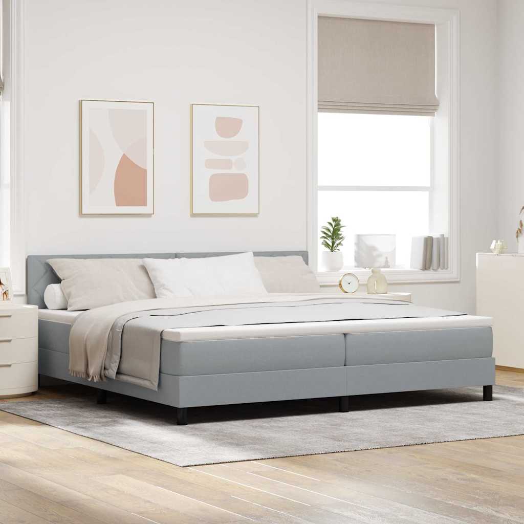 Boxspring bed met matras met LED Lichtgrijs 200 x 200 cm Stof