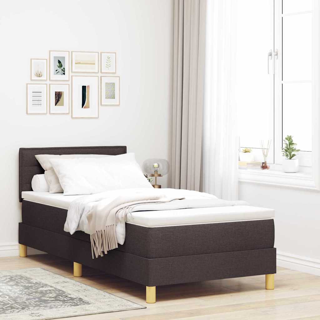 LED Box Spring Bed met hoofdeinde Donkerbruin 90 x 190 cm Stof – afbeelding 1