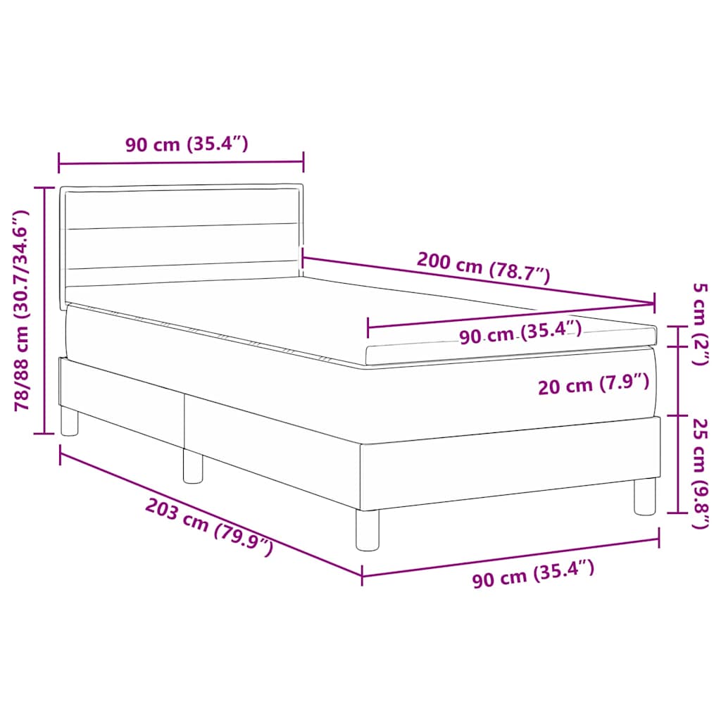 LED Box Spring Bed met hoofdeinde Blauw 90 x 200 cm Stof – afbeelding 12