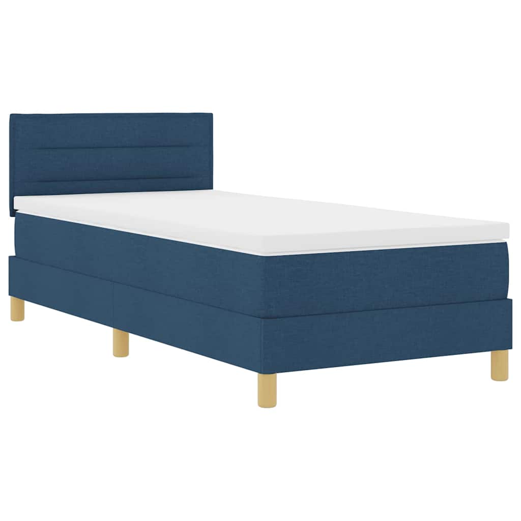 LED Box Spring Bed met hoofdeinde Blauw 90 x 200 cm Stof – afbeelding 2