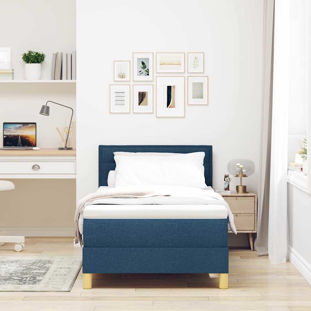 LED Box Spring Bed met hoofdeinde Blauw 90 x 200 cm Stof – afbeelding 4
