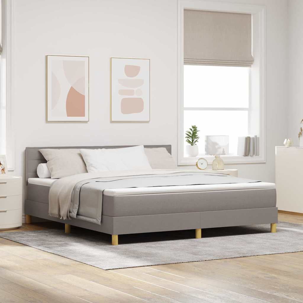 LED Box Spring Bed met hoofdeinde Taupe 180 x 200 cm Stof – afbeelding 1