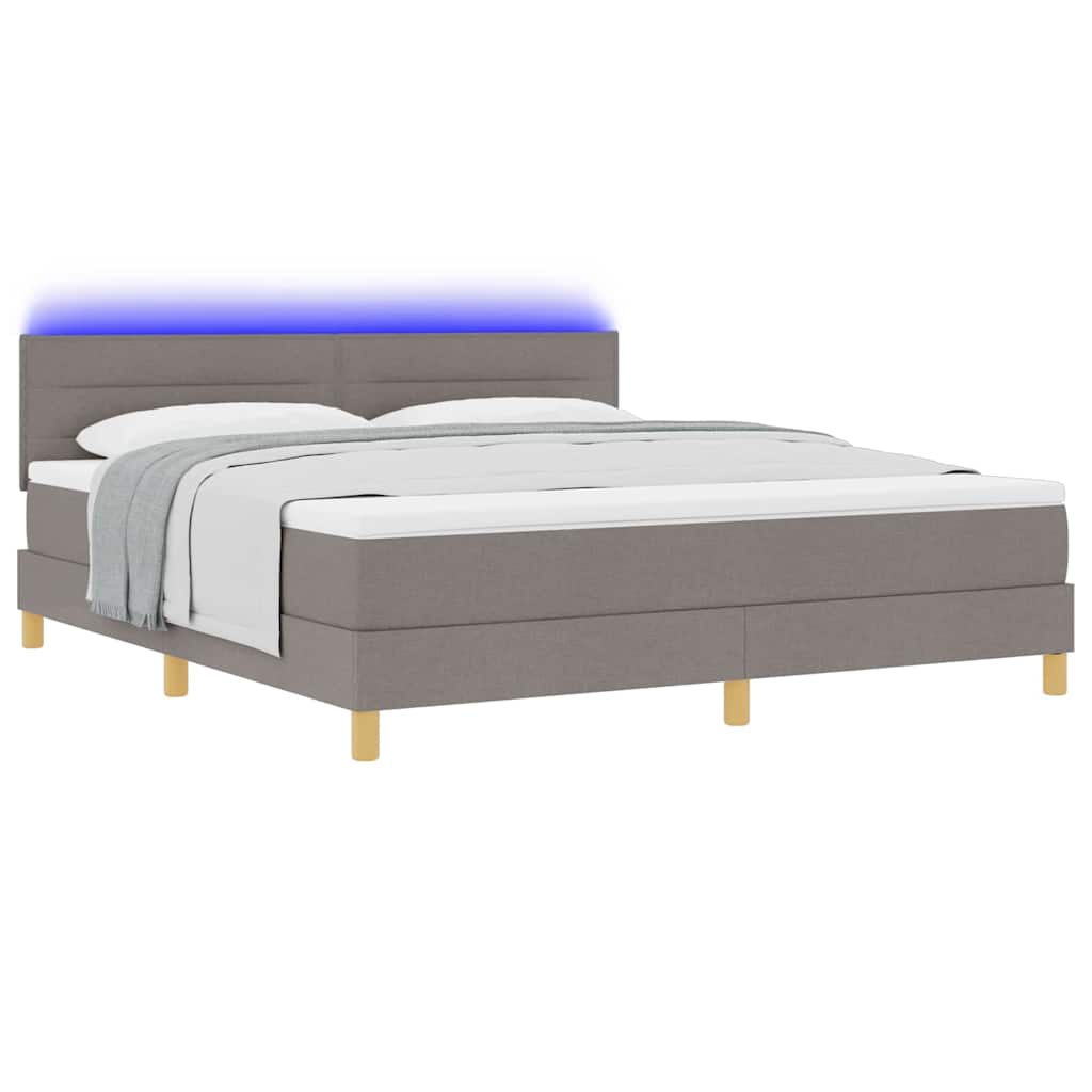 LED Box Spring Bed met hoofdeinde Taupe 180 x 200 cm Stof – afbeelding 3