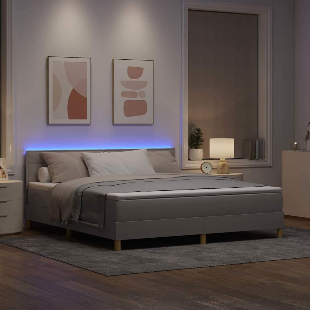 LED Box Spring Bed met hoofdeinde Taupe 180 x 200 cm Stof – afbeelding 5