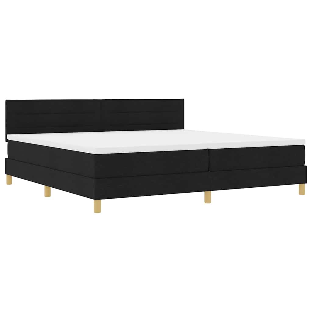 LED Box Spring Bed met hoofdeinde Zwart 200 x 200 cm Stof – afbeelding 2