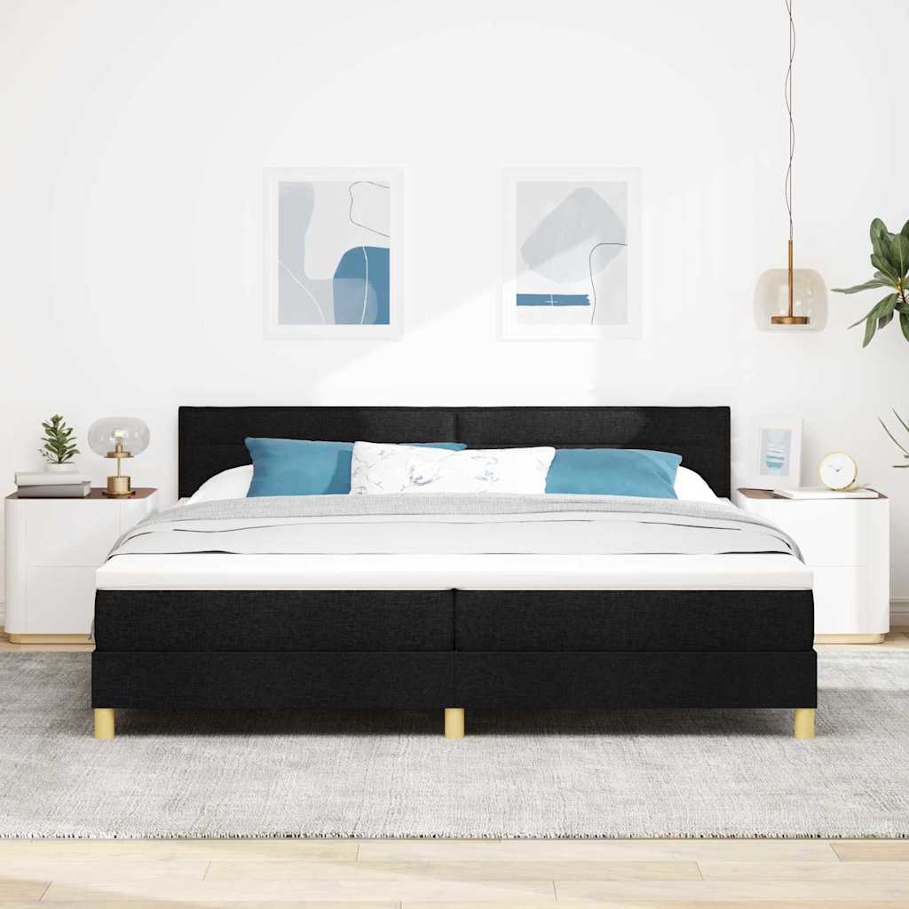LED Box Spring Bed met hoofdeinde Zwart 200 x 200 cm Stof – afbeelding 4
