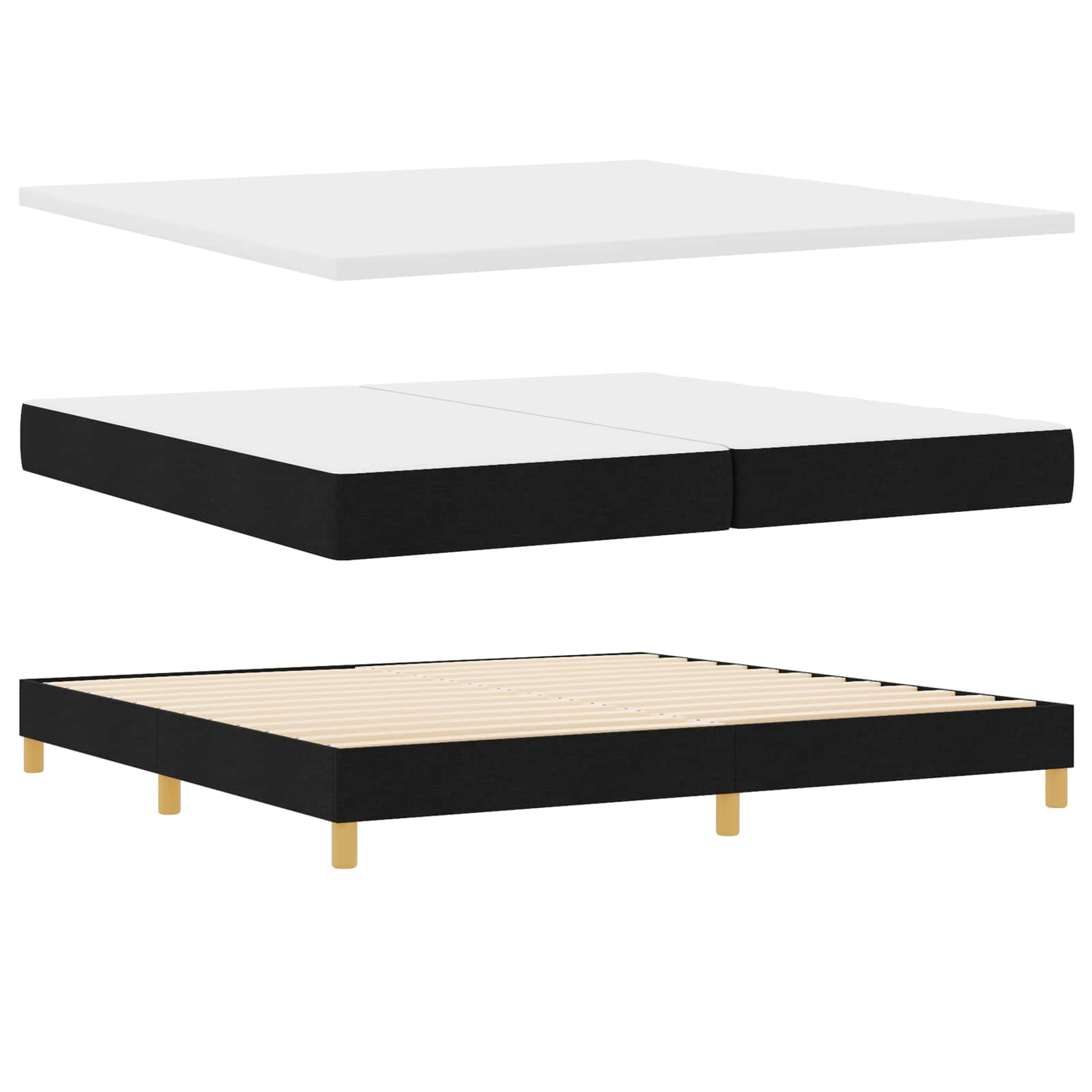 LED Box Spring Bed met hoofdeinde Zwart 200 x 200 cm Stof – afbeelding 6