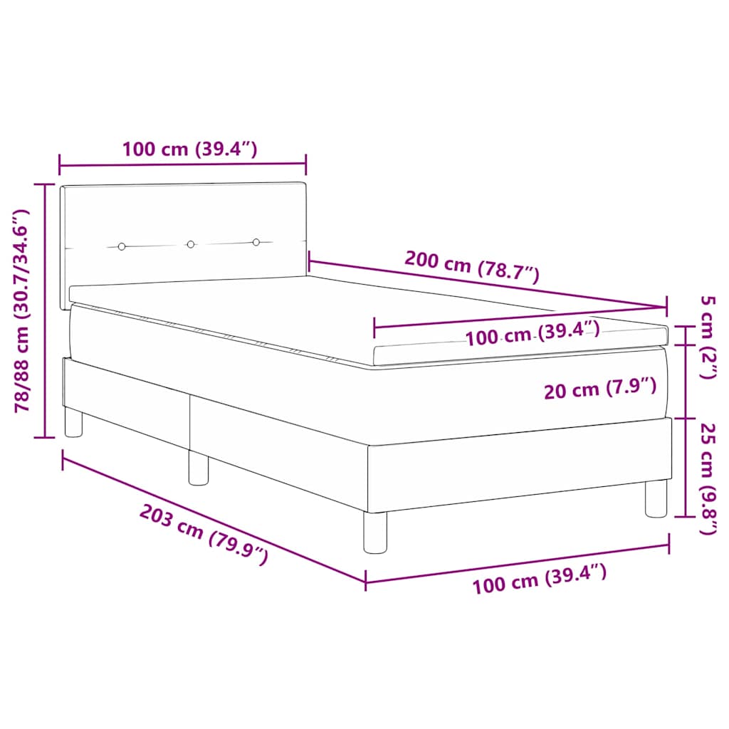 LED Box Spring Bed met kussen Donkergrijs 100 x 200 cm Stof – afbeelding 12