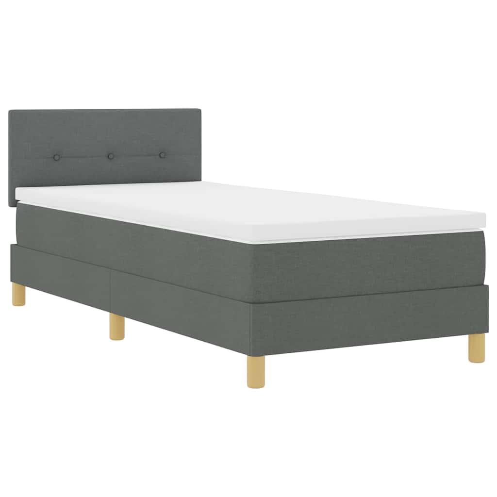 LED Box Spring Bed met kussen Donkergrijs 100 x 200 cm Stof – afbeelding 2