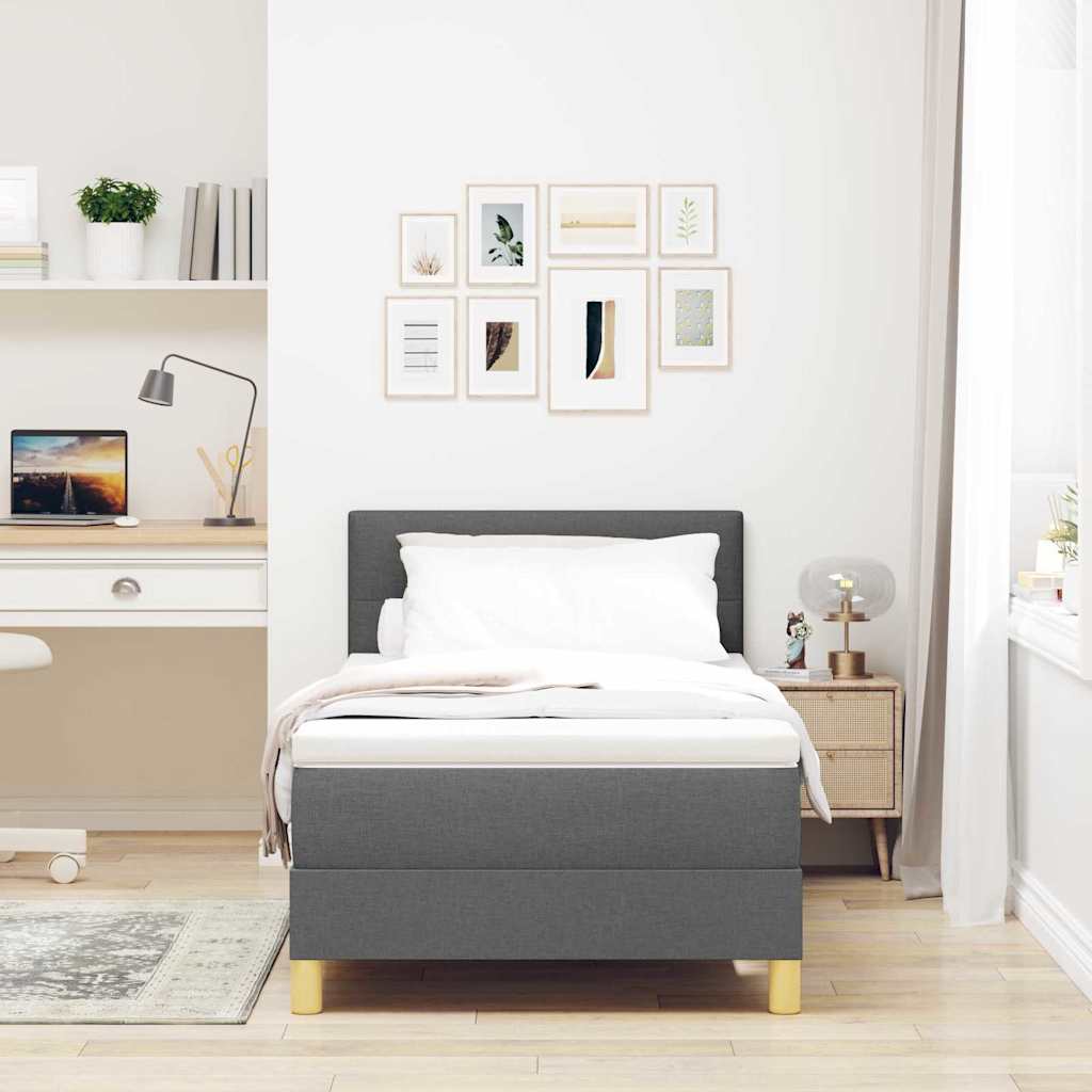 LED Box Spring Bed met kussen Donkergrijs 100 x 200 cm Stof – afbeelding 4