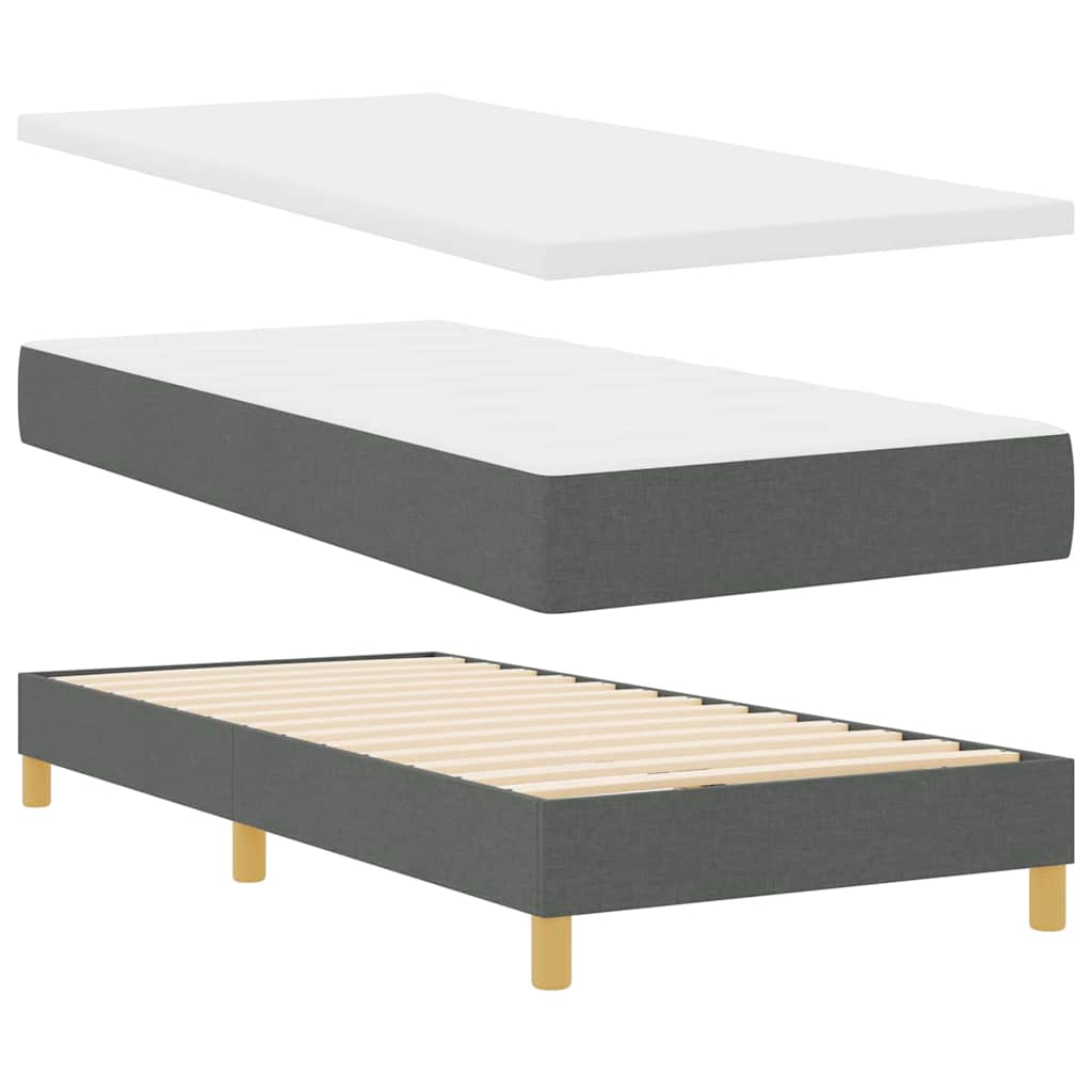 LED Box Spring Bed met kussen Donkergrijs 100 x 200 cm Stof – afbeelding 6