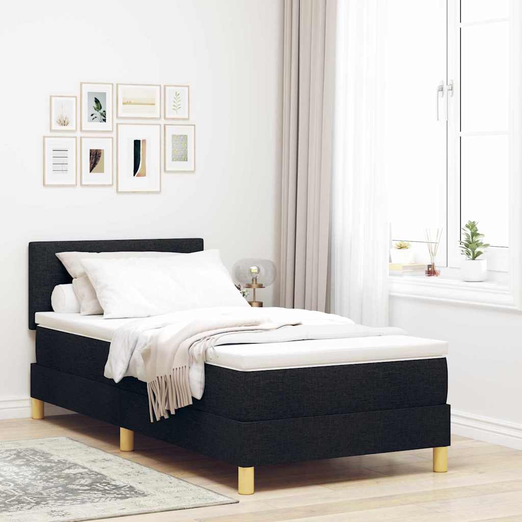 LED Box Spring Bed met hoofdeinde Zwart 100 x 200 cm Stof – afbeelding 1