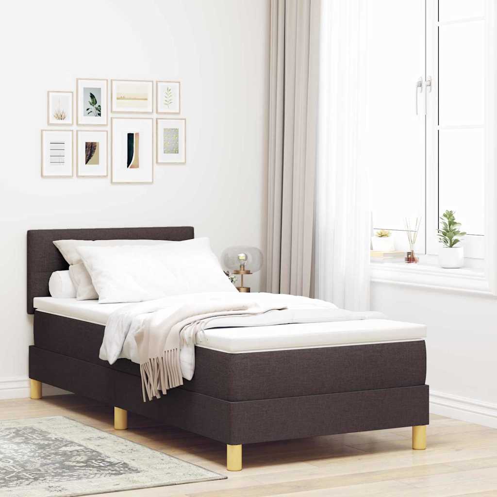 LED Box Spring Bed met hoofdeinde Donkerbruin 100 x 200 cm Stof – afbeelding 1
