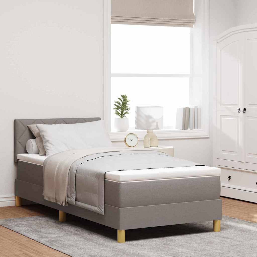 LED Box Spring Bed met hoofdeinde Taupe 90 x 200 cm Stof – afbeelding 1