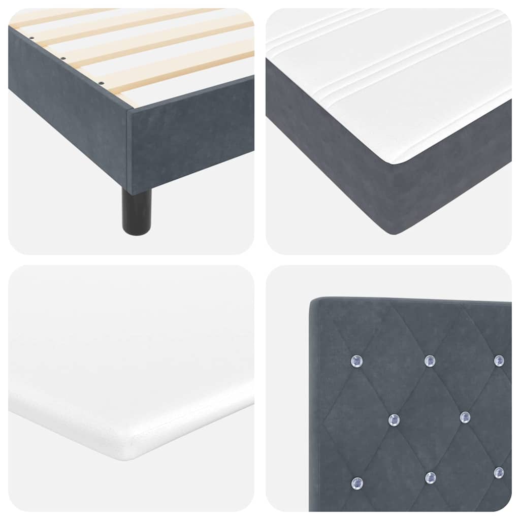 LED Box Spring Bed met matras Donkergrijs 140 x 190 cm Fluweel – afbeelding 10