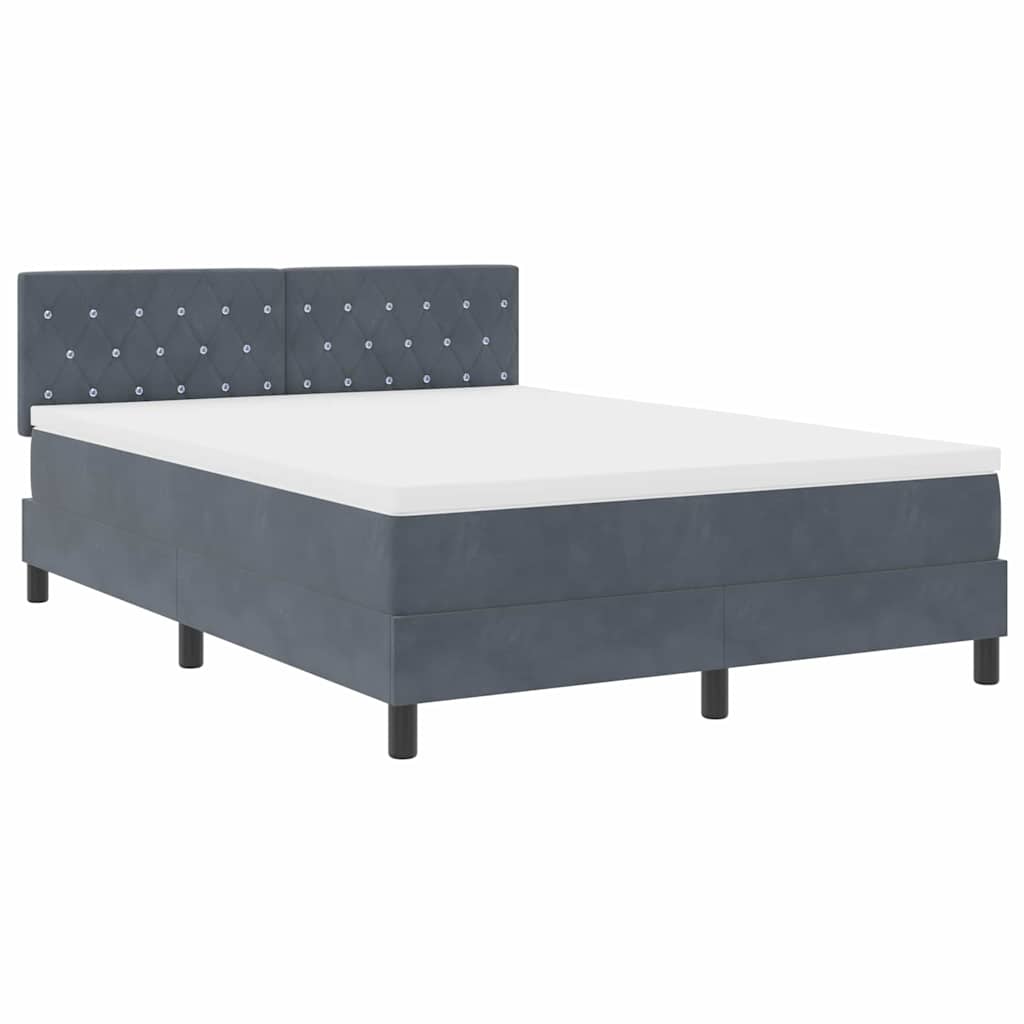 LED Box Spring Bed met matras Donkergrijs 140 x 190 cm Fluweel – afbeelding 2
