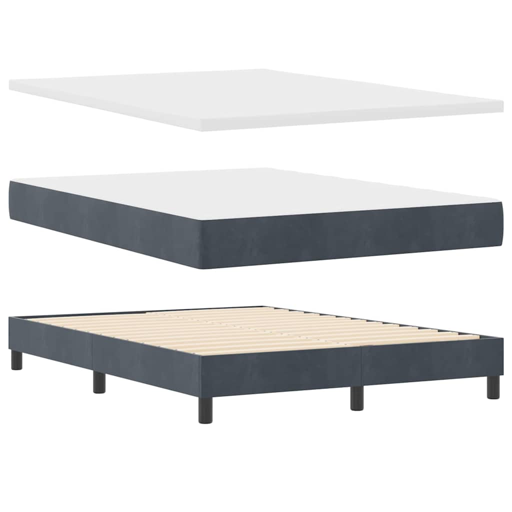 LED Box Spring Bed met matras Donkergrijs 140 x 190 cm Fluweel – afbeelding 6