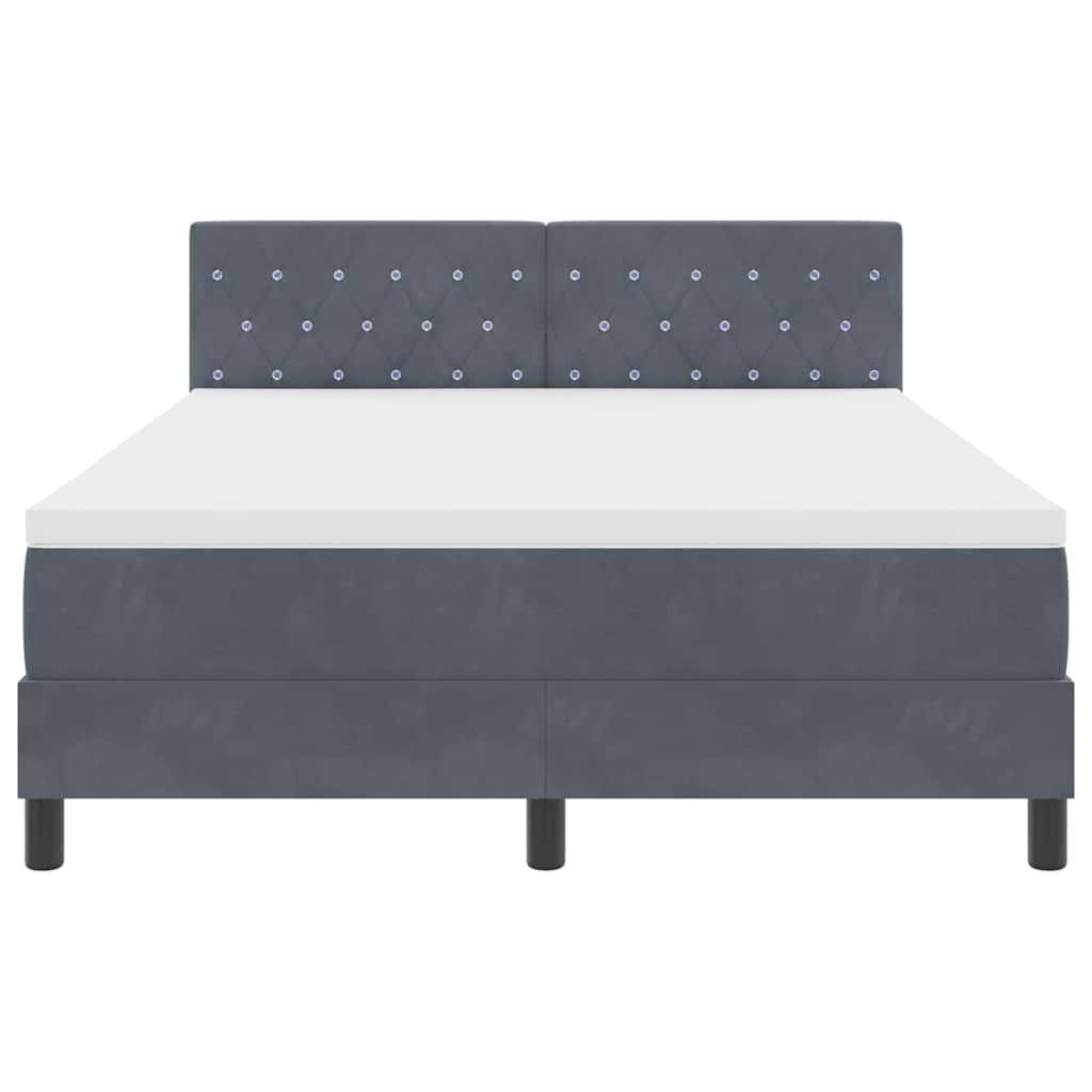 LED Box Spring Bed met matras Donkergrijs 140 x 190 cm Fluweel – afbeelding 7