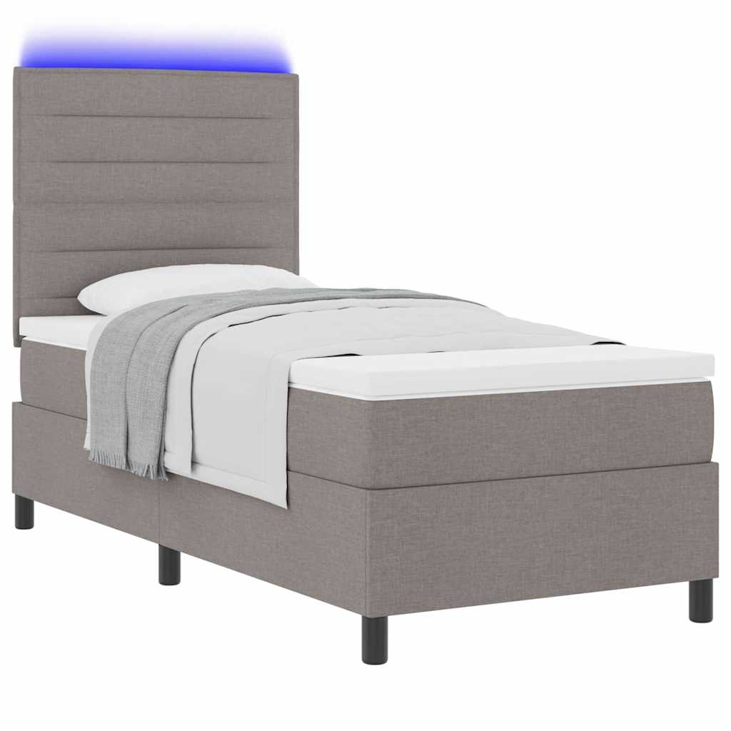 Boxspring bed met matras met LED Taupe 90 x 200 cm Stof – afbeelding 3