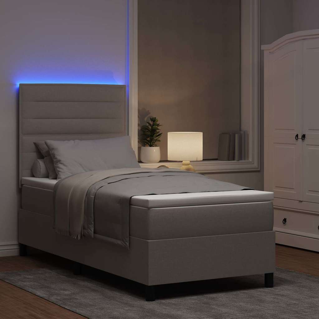 Boxspring bed met matras met LED Taupe 90 x 200 cm Stof – afbeelding 5
