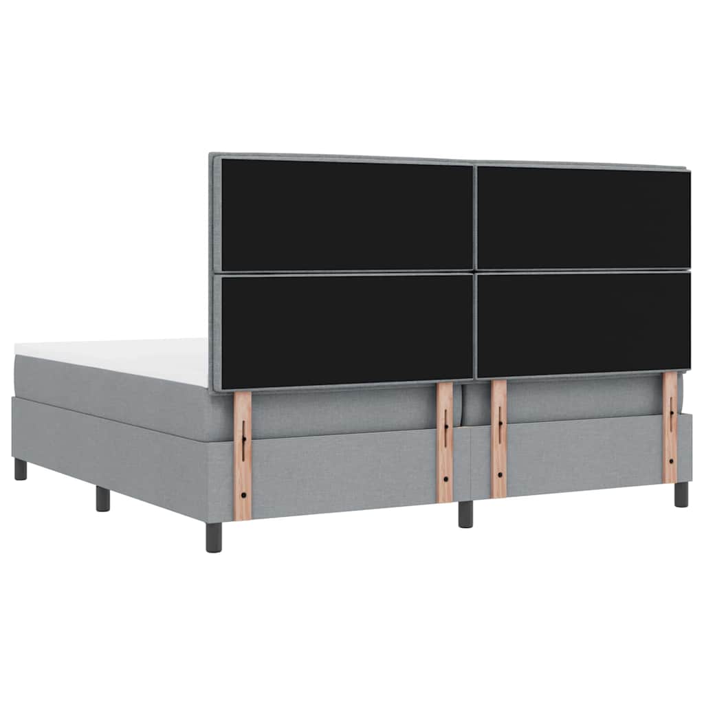 Boxspring bed met matras met LED Lichtgrijs 200 x 200 cm Stof – afbeelding 10