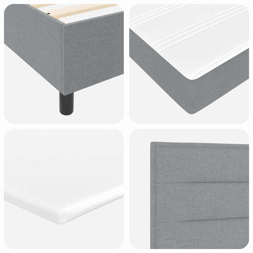 Boxspring bed met matras met LED Lichtgrijs 200 x 200 cm Stof – afbeelding 11